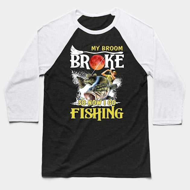 Funny Halloween Fishing Baseball T-Shirt by Éléonore Royer